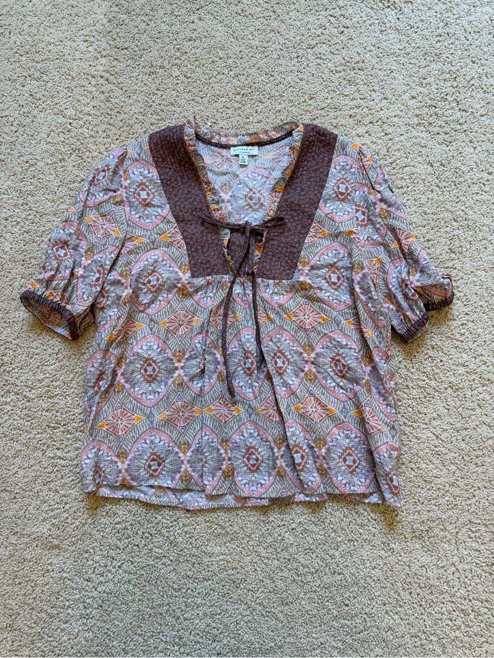 Current Air Anthropologie Quilt Contrast Motif Top Size Medium - Picture 2 of 4
